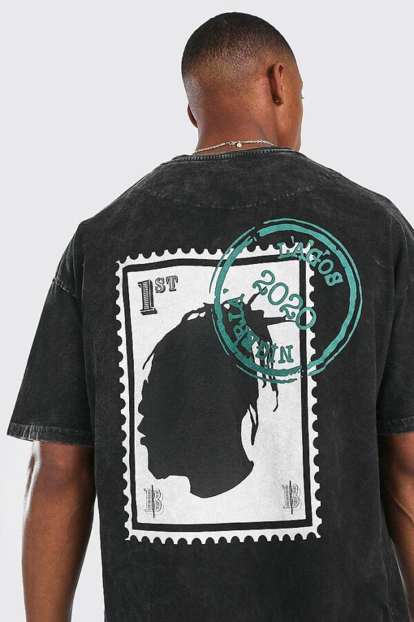 Burna Boy Oversized Stamp Acid Wash T-Shirt - Image 2