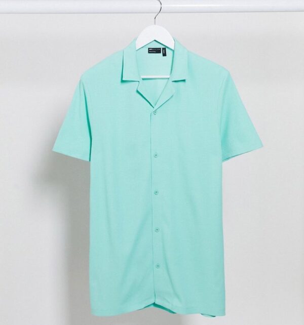 Relaxed revere collar waffle shirt